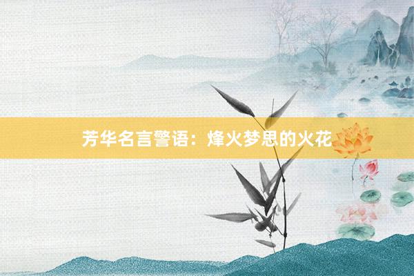 芳华名言警语：烽火梦思的火花