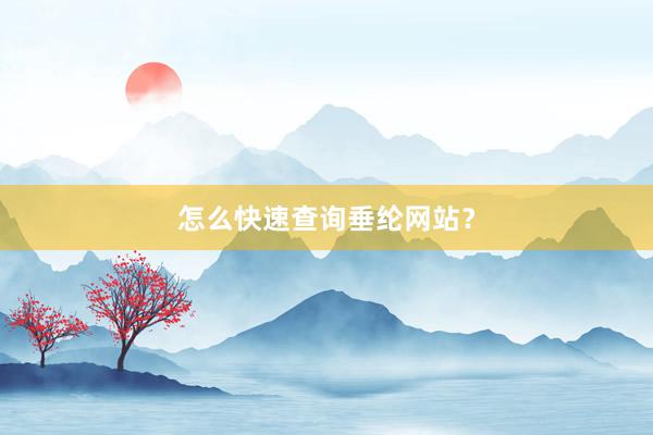 怎么快速查询垂纶网站？